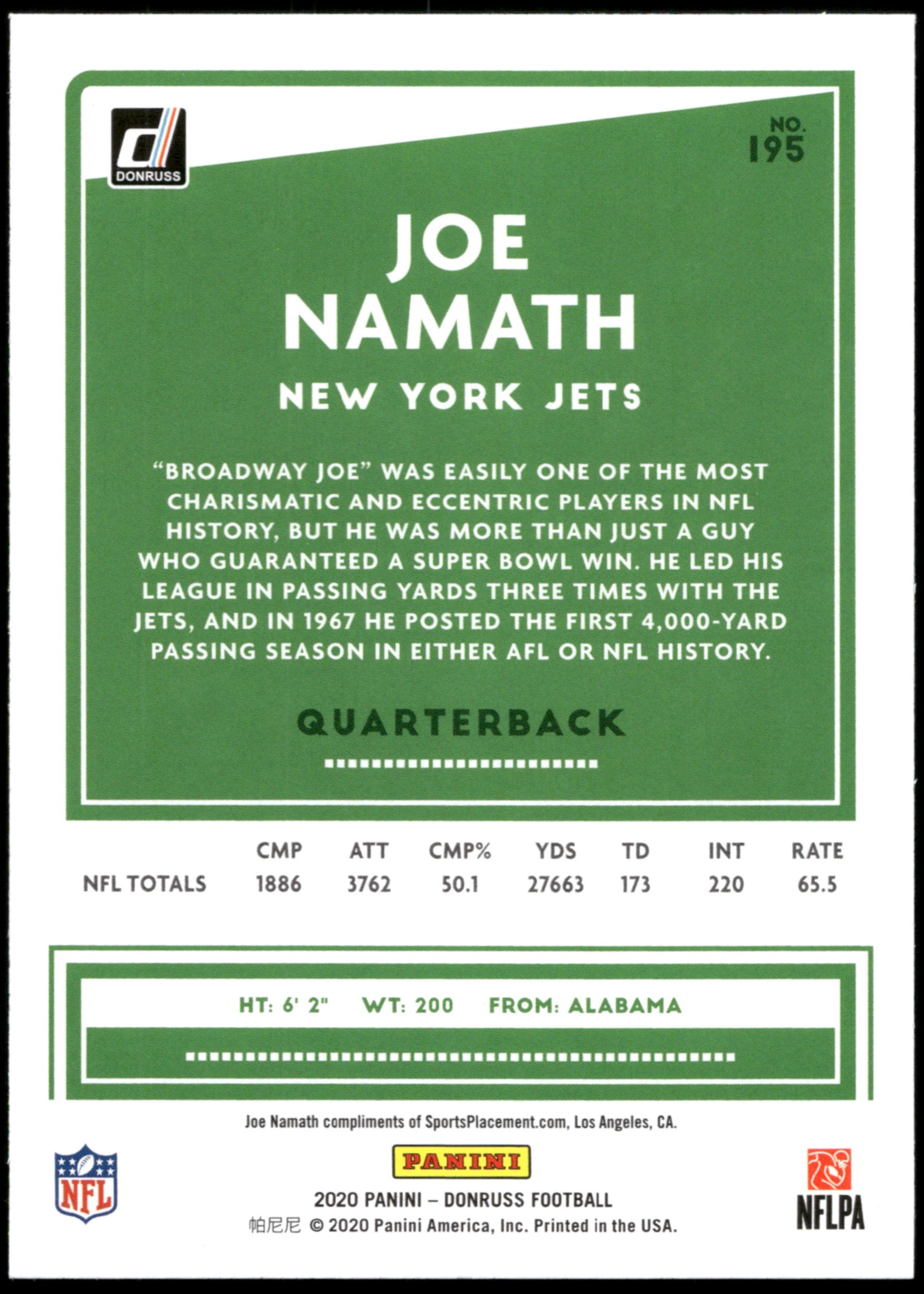 Joe Namath  ARENA CLUB