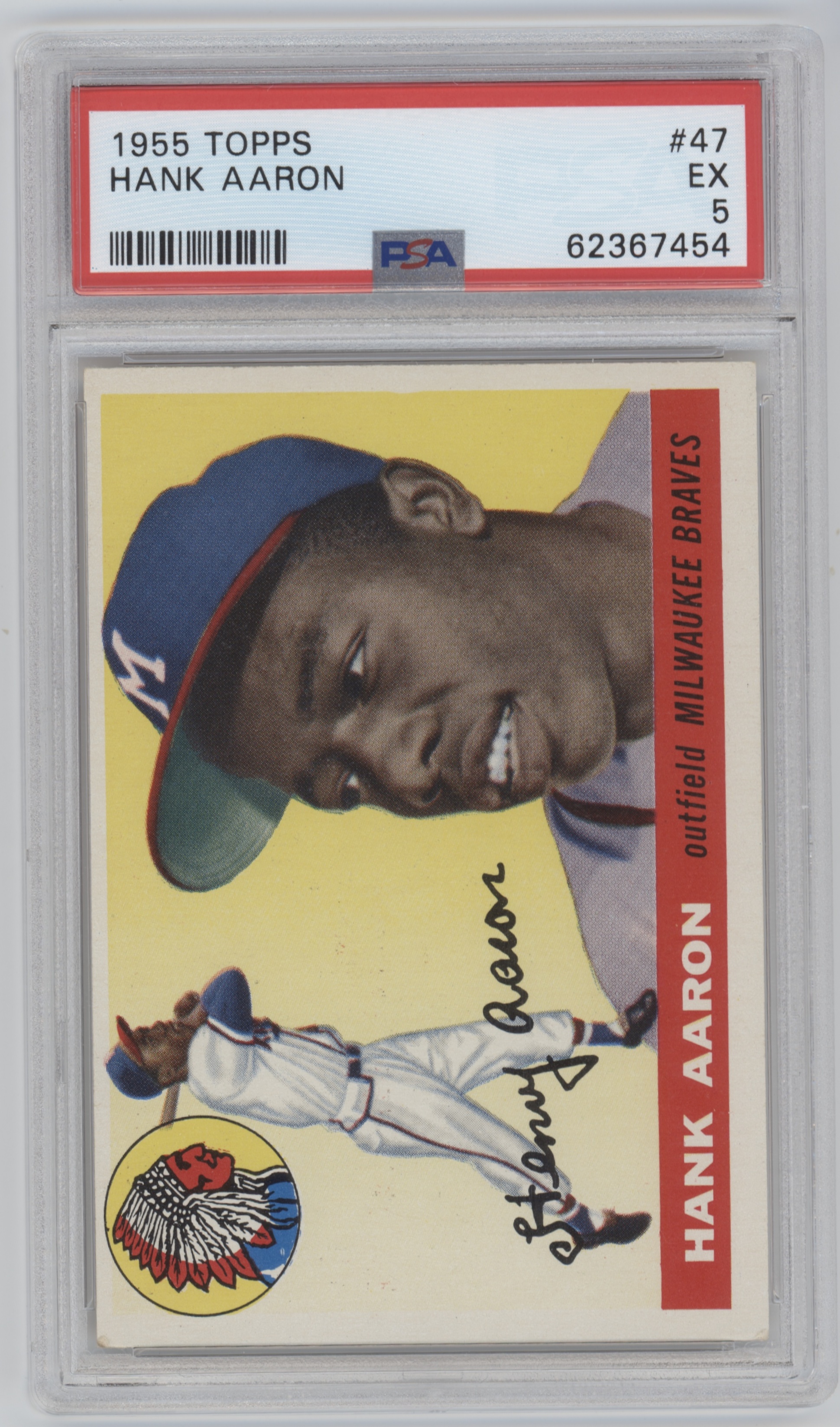 1955 Topps #47 Hank Aaron Braves HALL-OF-FAME AUTHENTIC B55T 02 8823