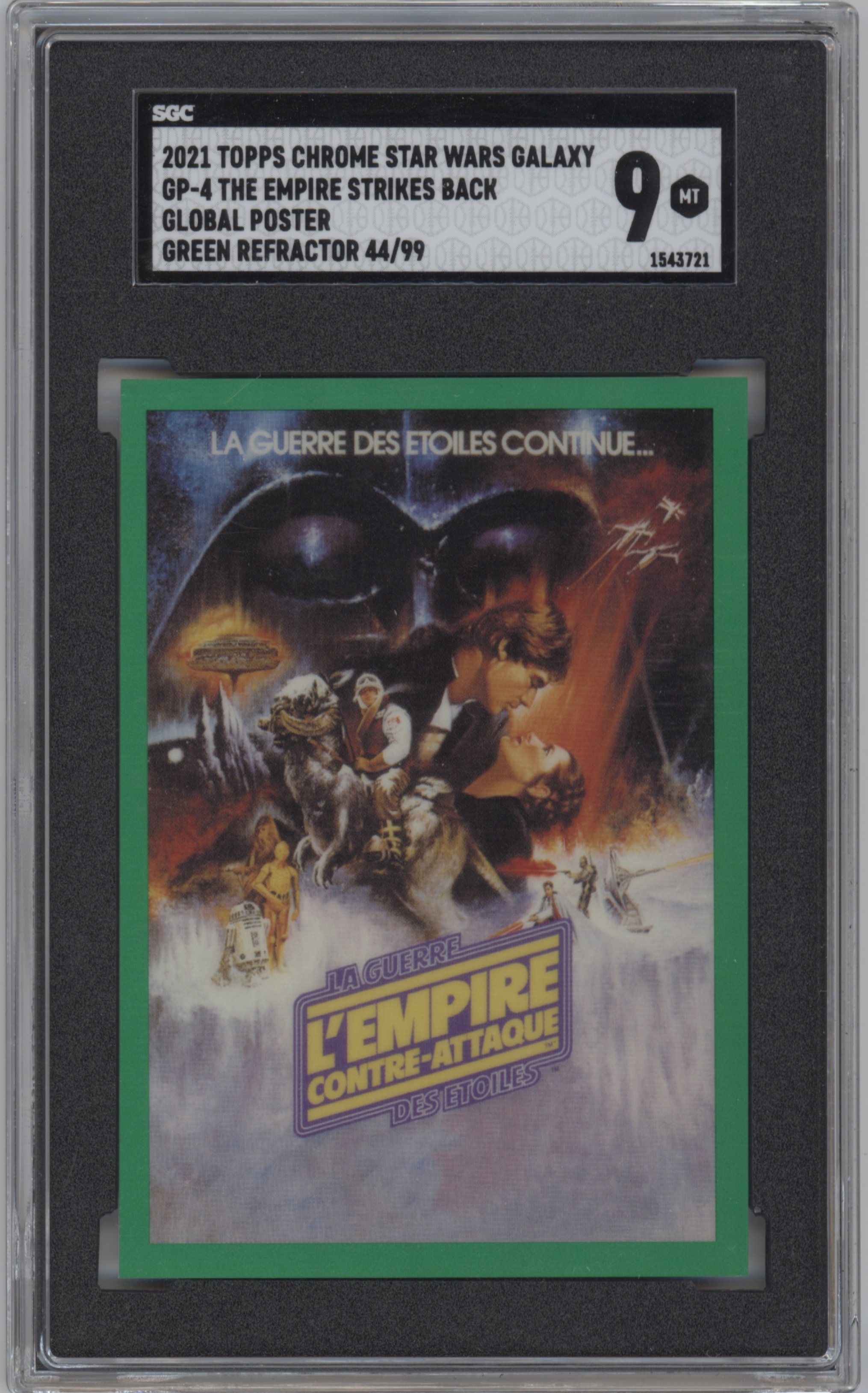 2021 Topps Chrome Star Wars Galaxy Global Posters The Empire Strikes Back Green Refractor #GP-4 SGC 9