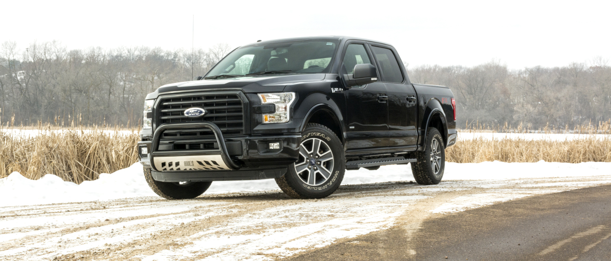 Black 2015 Ford F150 with ARIES black bull bar