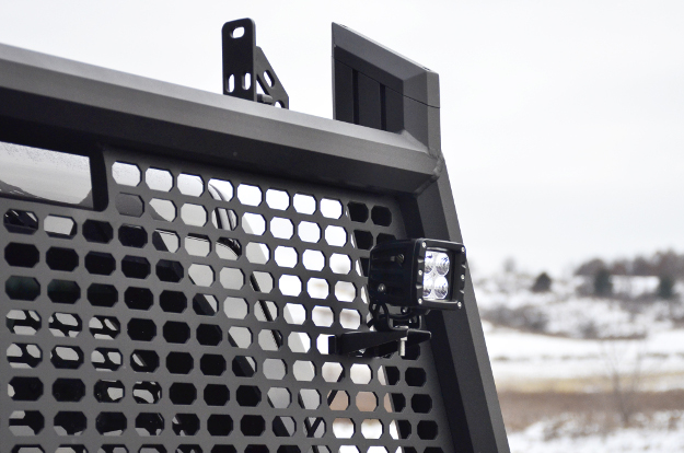 ARIES AdvantEDGE™ truck headache rack with LED light and tiedown anchors ARIES AdvantEDGE™ truck headache rack with LED light and tiedown anchors