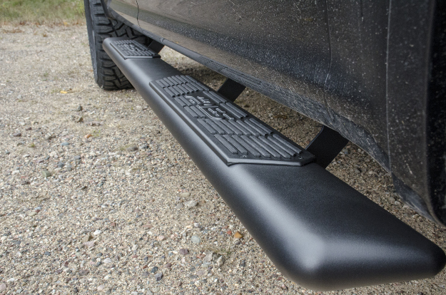 ARIES AscentStep® black steel running boards blended ends