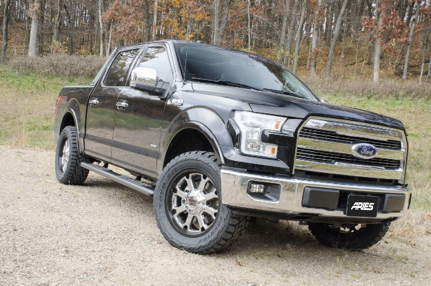 Black 2017 Ford F150 with ARIES AscentStep® running boards