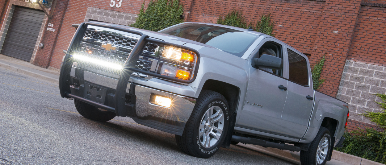 ARIES grille guard Pro Series™ with LED light bar on 2015 Chevrolet Silverado 1500