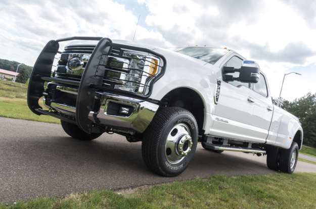 White 2017 Ford F350 Super Duty with ARIES black grille guard