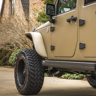 ARIES Jeep fender flares on tan 2017 Jeep Wrangler JK Unlimited