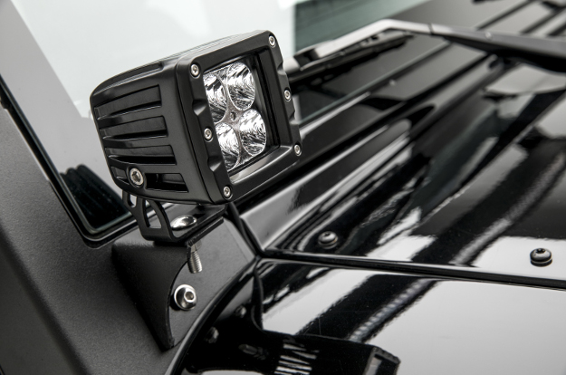 ARIES Jeep Wrangler windshield hinge LED light bracket