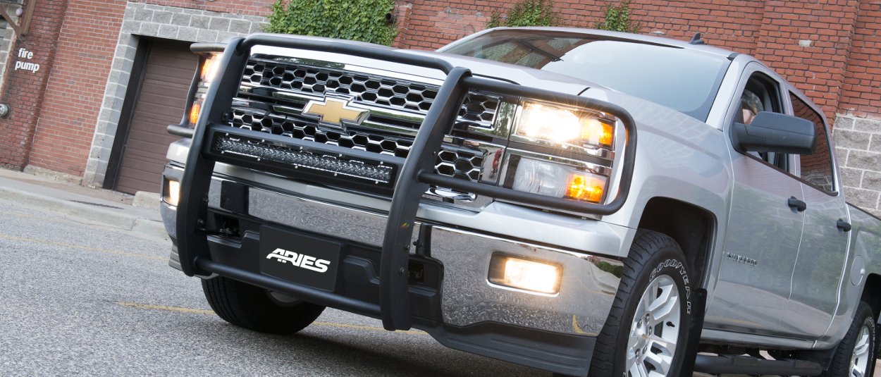 ARIES Pro Series™ grille guard with LED light bar