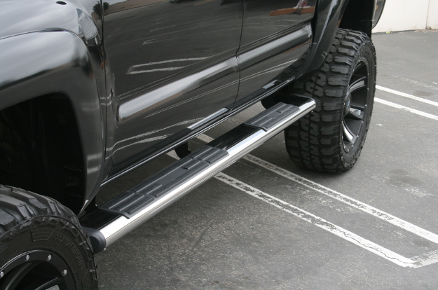 ARIES 6-inch oval side bars on black truck