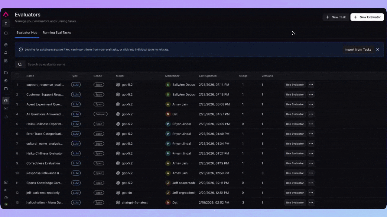 Open Alyx from the Eval Builder or Task Builder to build evals and configure tasks