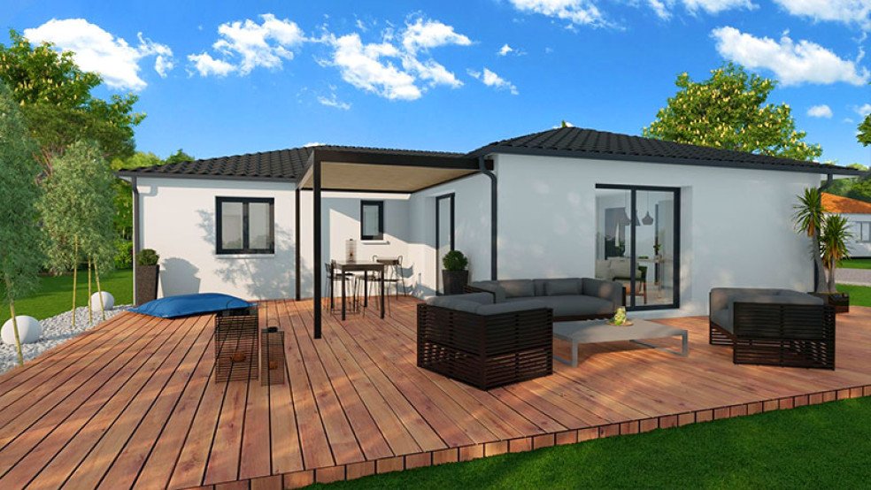 Projet de maison avec une terrasse en bois