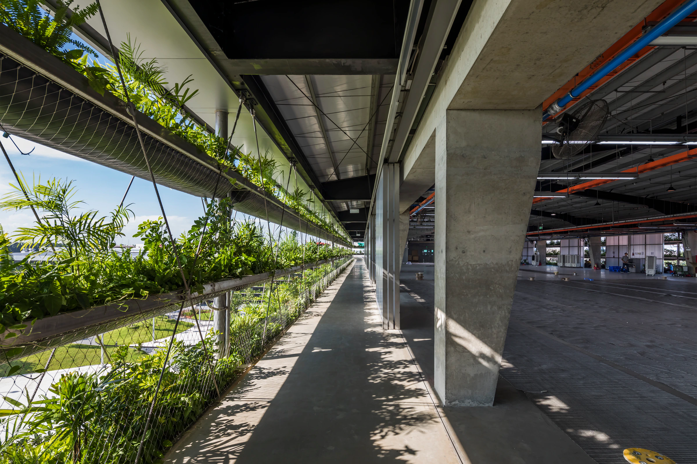 Walkway between the factory area and outside