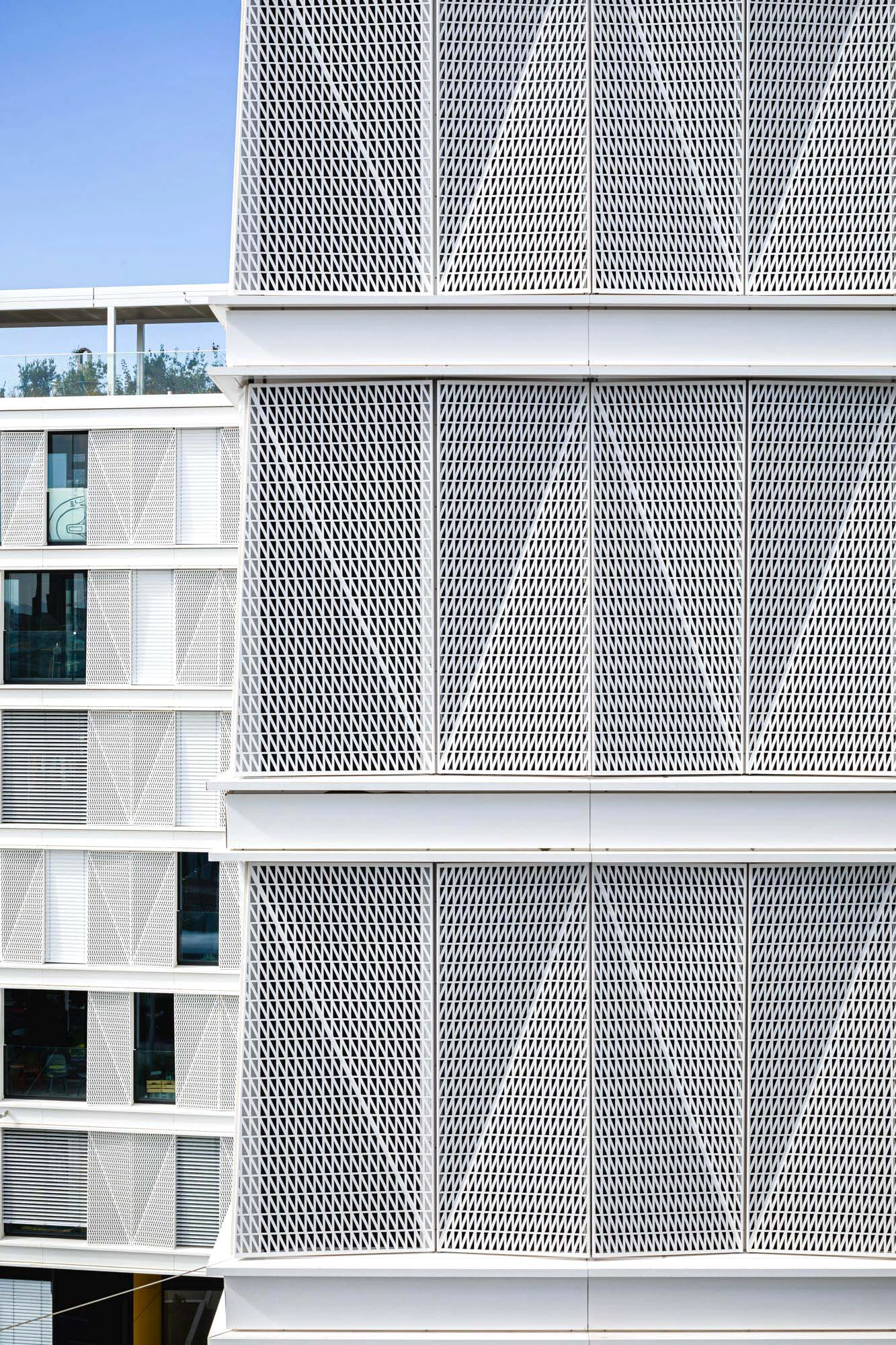 Emil North façade-integrated photovoltaic screens in Zurich Oerlikon