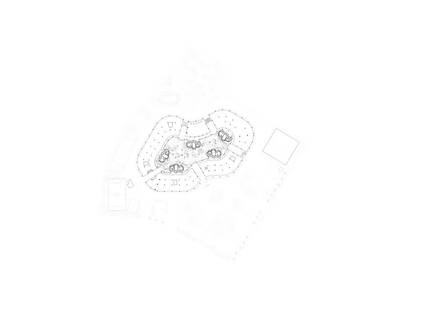 Infinity Village double-loop campus plan and landscaped courtyards