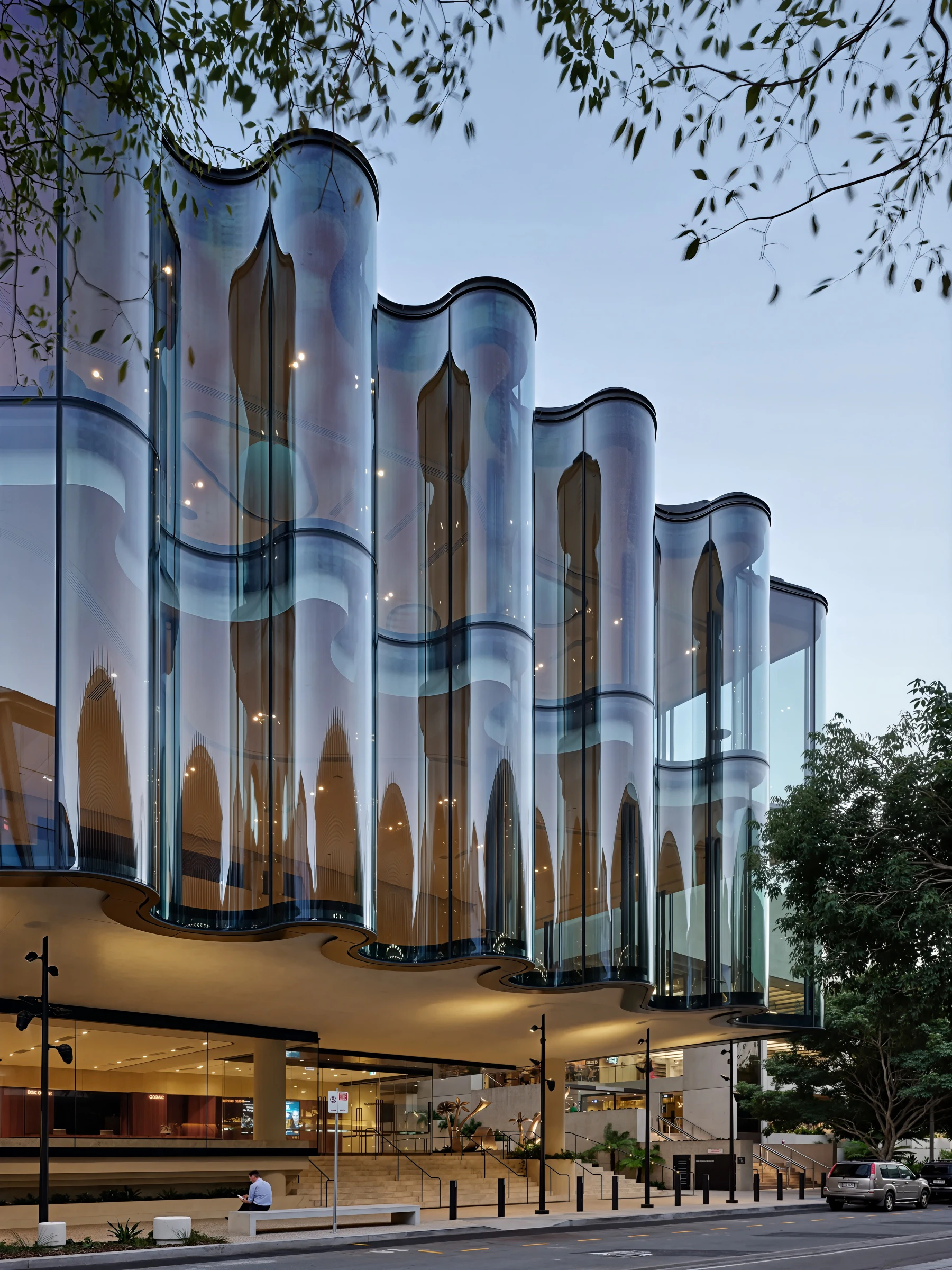 The Glasshouse Theatre's signature curved glass façade