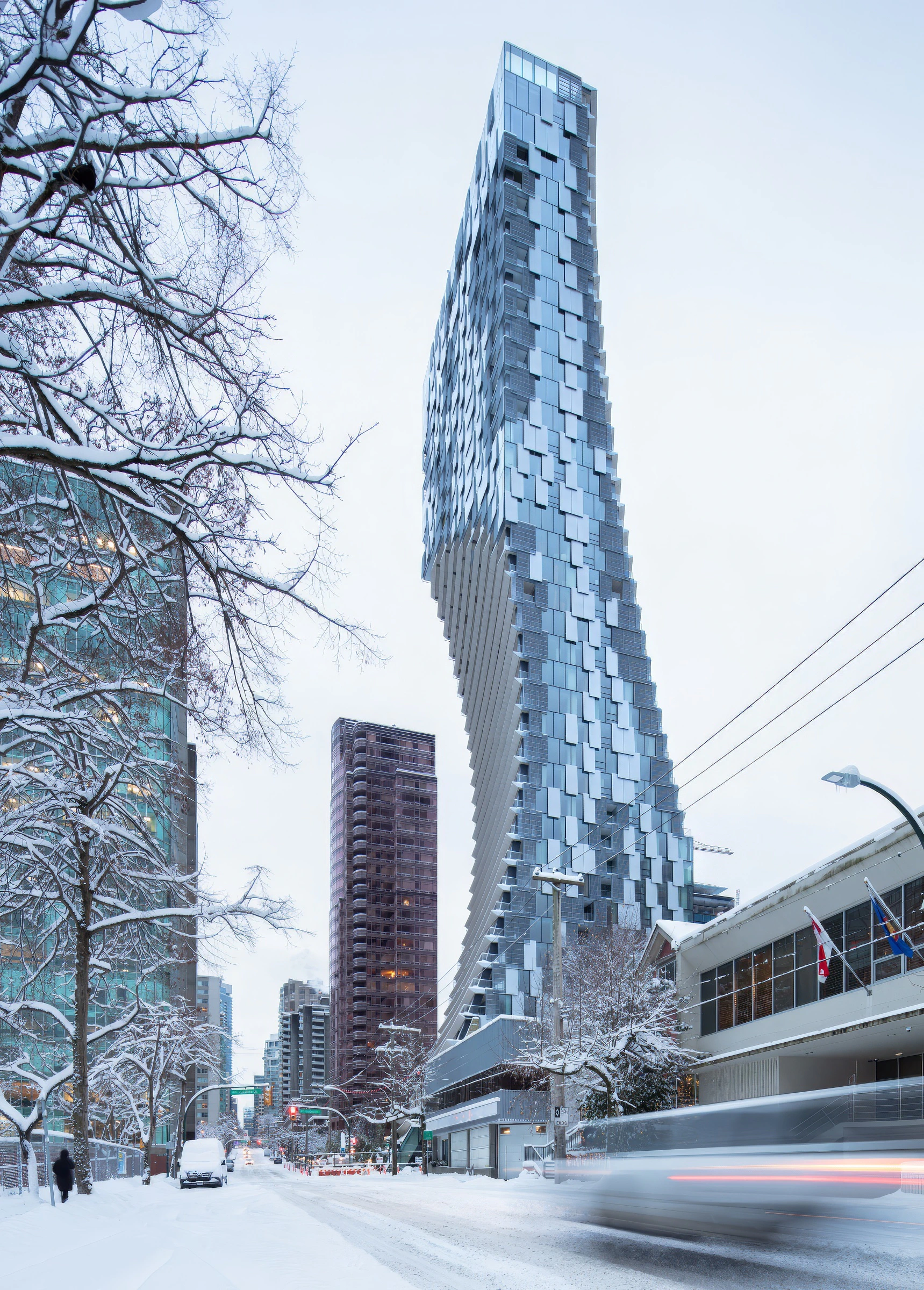 Unique Alberni by Kengo Kuma on a winter day
