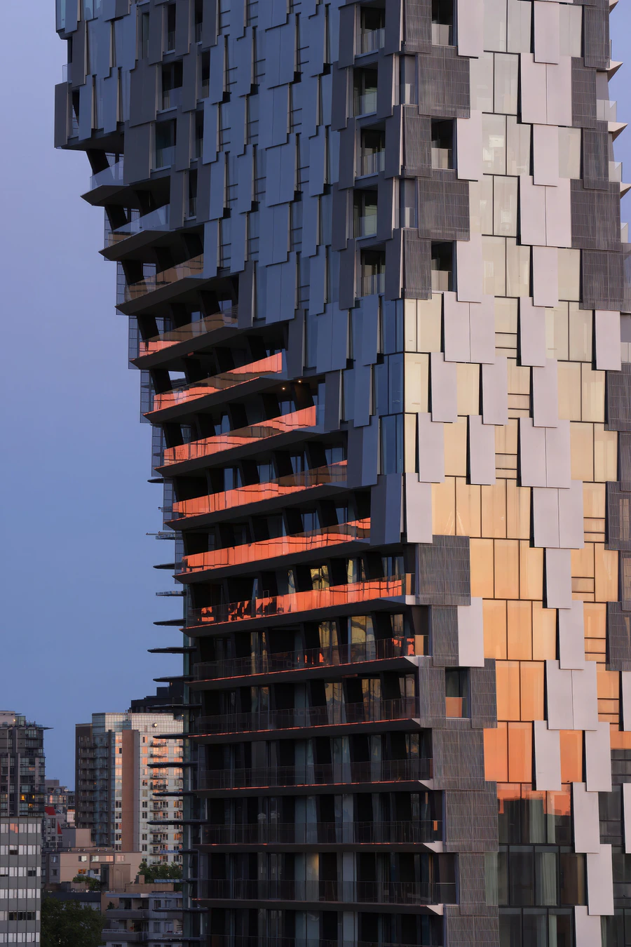 Alberni by Kengo Kuma with geometric façade and balconies