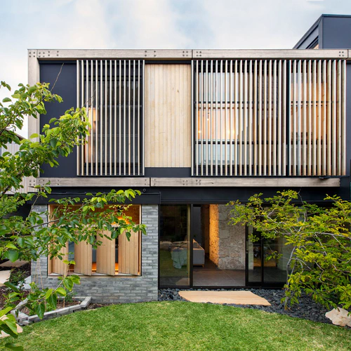 Timber framed and brick façade of the Orient Street House