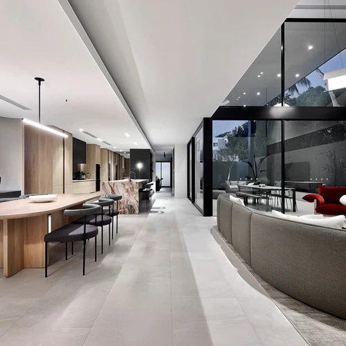 Open-plan modern living of the Villa Rose by Averna Homes