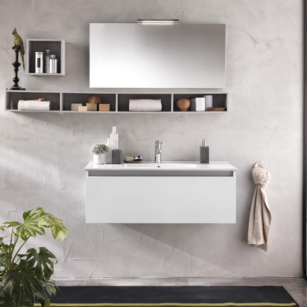 Mobile Bagno Moderno 100 Cm Bianco Ibiza Tft Home Forniture