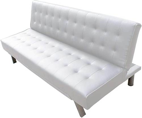 Divano Letto In Similpelle Bianco 3