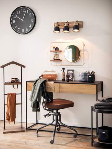 Consolle Ingresso Minimalista 2 Cassetti Metallo Nero E Legno Massello Di Mango Maisons Du Monde Wayampi 2