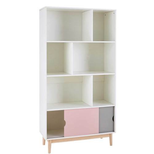 Libreria A Cubi E Due Ante Tricolore Blush 1