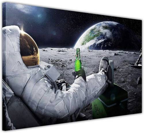 Stampa Su Tela Per Cucina Astronauta Rilassato Con Birra 101x76cm