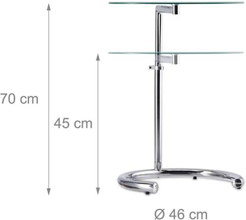 Tavolino Caffe Acciaio Cromato E Vetro Altezza Regolabile Fino 70 Cm 4