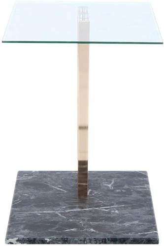 Vista Frontale del Tavolino effetto Marmo nero e Vetro trasparente One Couture