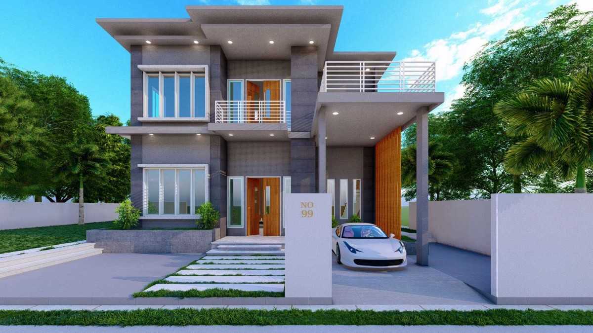 Foto inspirasi ide desain atap kontemporer Sync-studio-rumah-bapak-umam-gresik oleh Sasmayarupa Studio di Arsitag