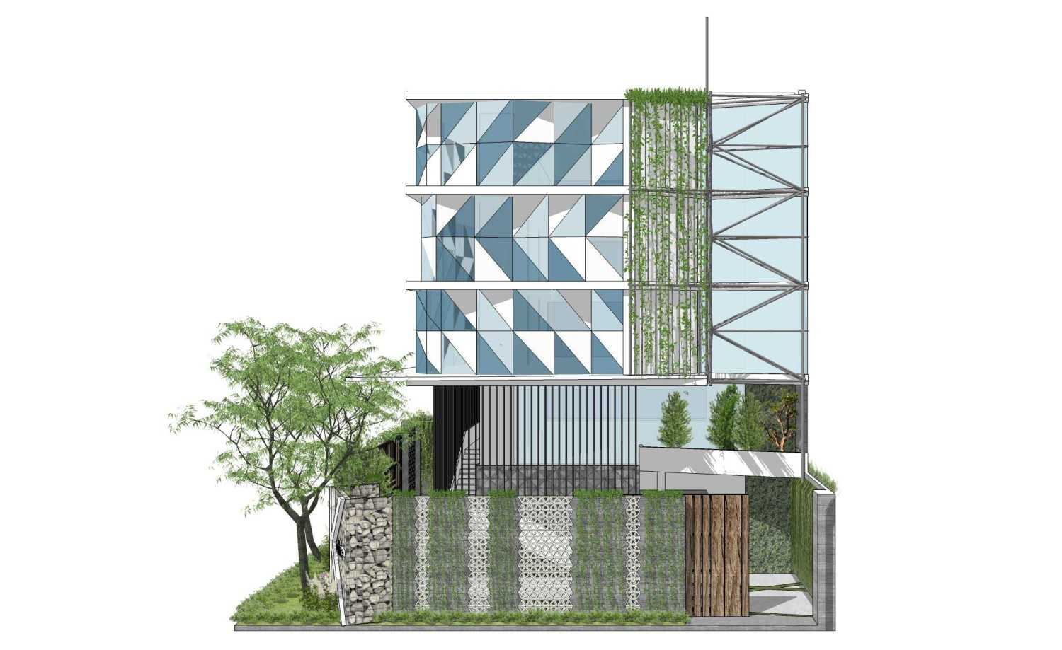 Miv Architects (Ar. Muhammad Ikhsan Hamiru, Iai & Partners) K Building Kota Makassar, Sulawesi Selatan, Indonesia Kota Makassar, Sulawesi Selatan, Indonesia Front View Rendering Industrial 42851