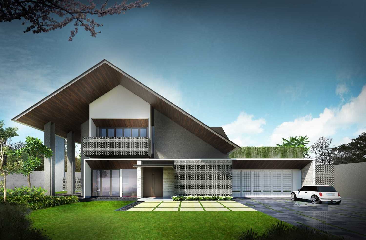 Cnd Architect Roof House  Jambi, Kota Jambi, Jambi, Indonesia Jambi, Kota Jambi, Jambi, Indonesia Front View Rendering Contemporary 39759