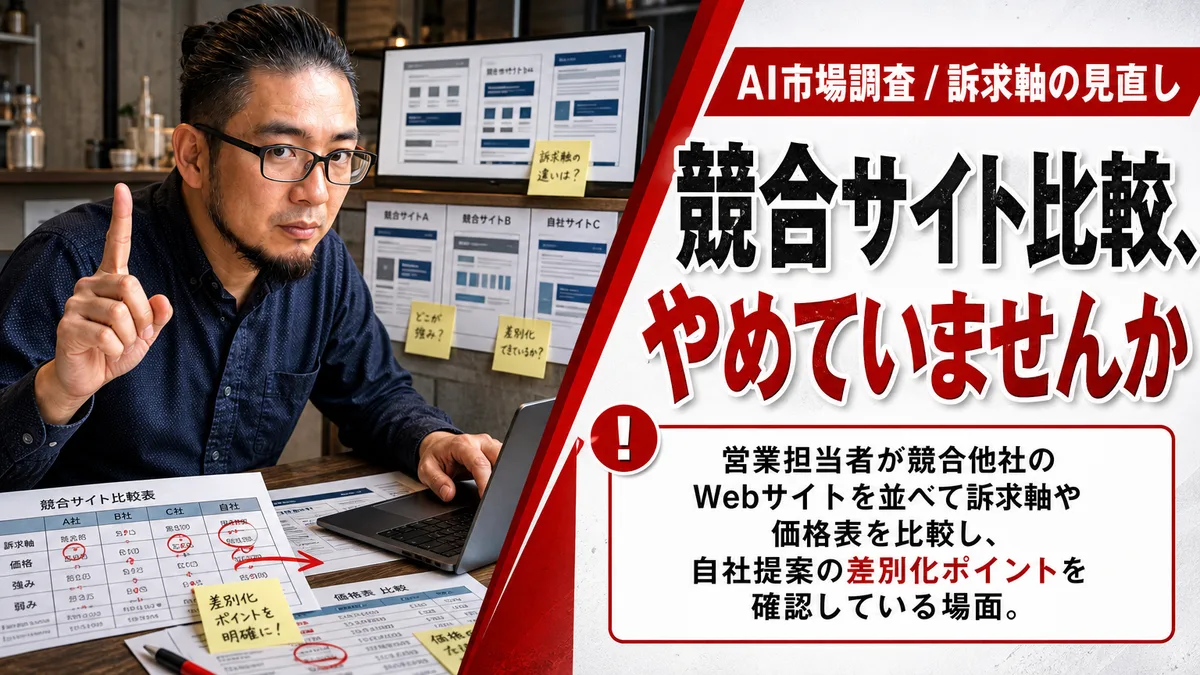 市場調査aiの誤解。競合サイトの訴求軸を見落としたまま自社サイトを改善する罠