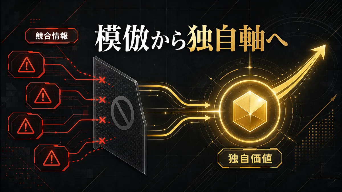 競合サイトの文言を模倣することの危険性を示す抽象的なプロセス図