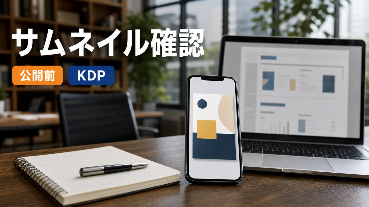 スマートフォン画面で電子書籍のサムネイルの視認性を確認している様子