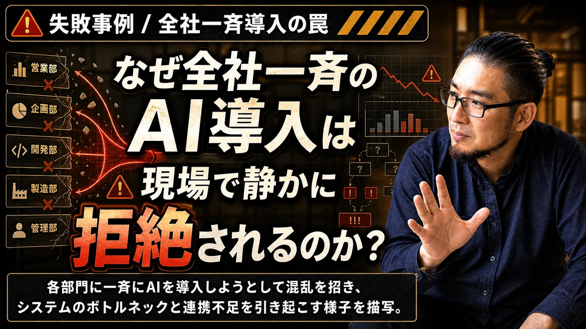 全社一斉のAI導入によって業務プロセスが混乱し、ボトルネックが発生している状況