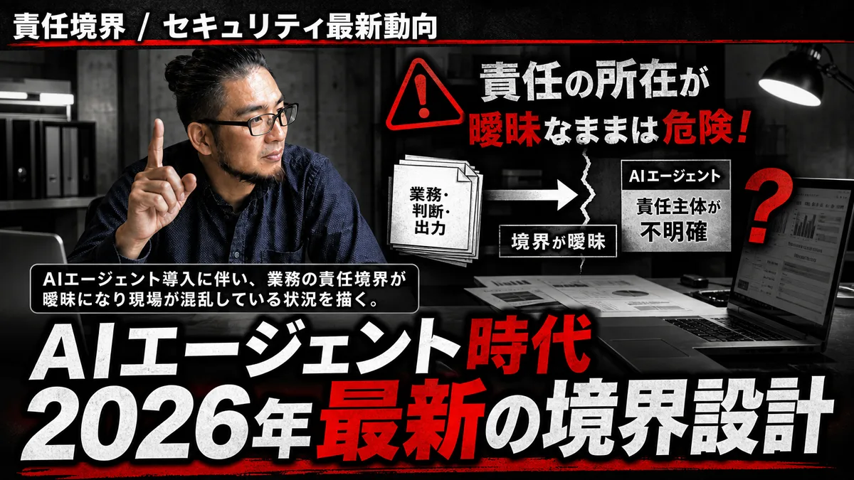 AIエージェントの導入で責任境界が曖昧になり悩む経営者と業務フローの図解