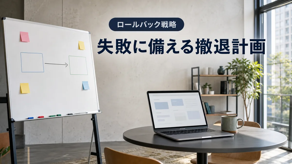 撤退ルールと代替フローが書き込まれたオフィスの一角のホワイトボード