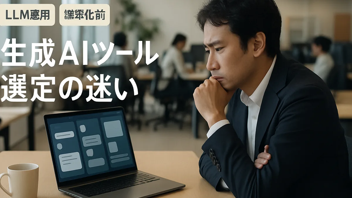 複数のAIツール画面を前に操作手順を確認するオフィスワーカー