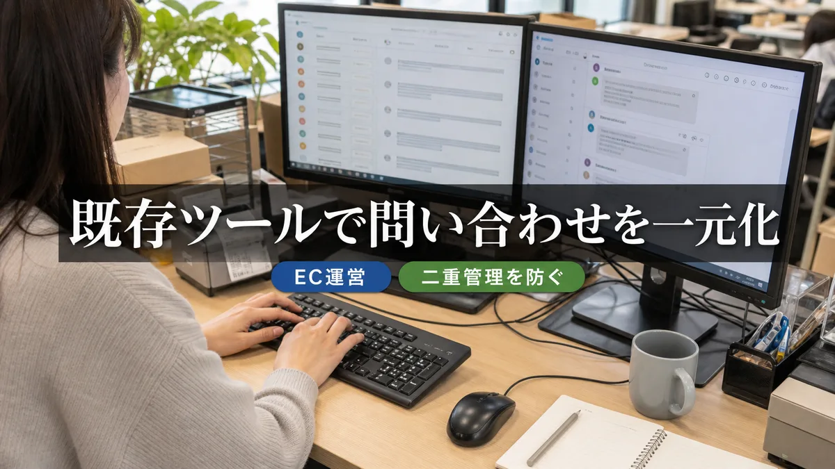 問い合わせ管理システムを操作するEC運営スタッフの手元