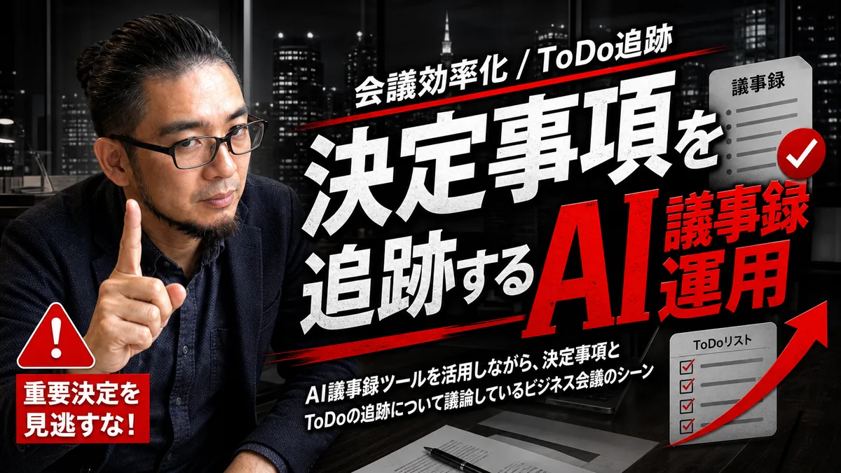 会議室でタブレットと集音マイクを使い決定事項を整理するビジネスパーソン