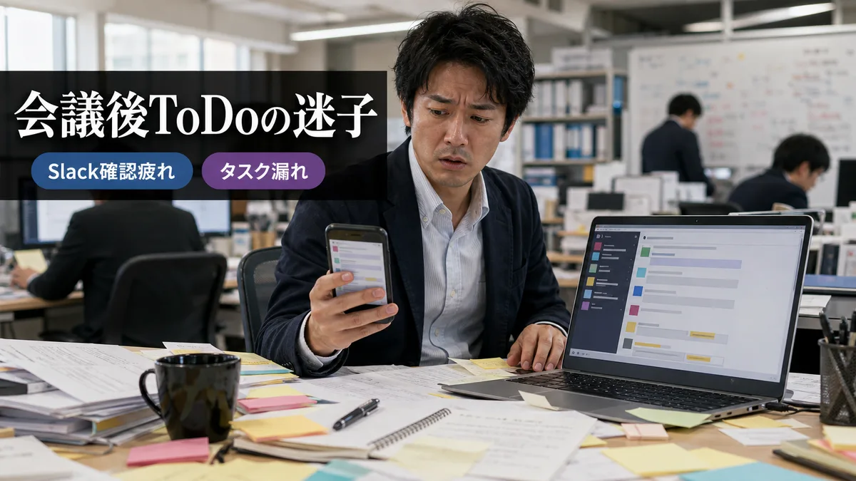 曖昧なToDoの確認作業に追われデスクで困惑する営業担当者