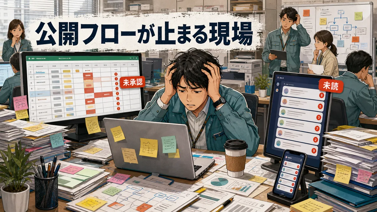 確認フローが決まっていないためAIで生成した文章の公開作業が滞っている現場
