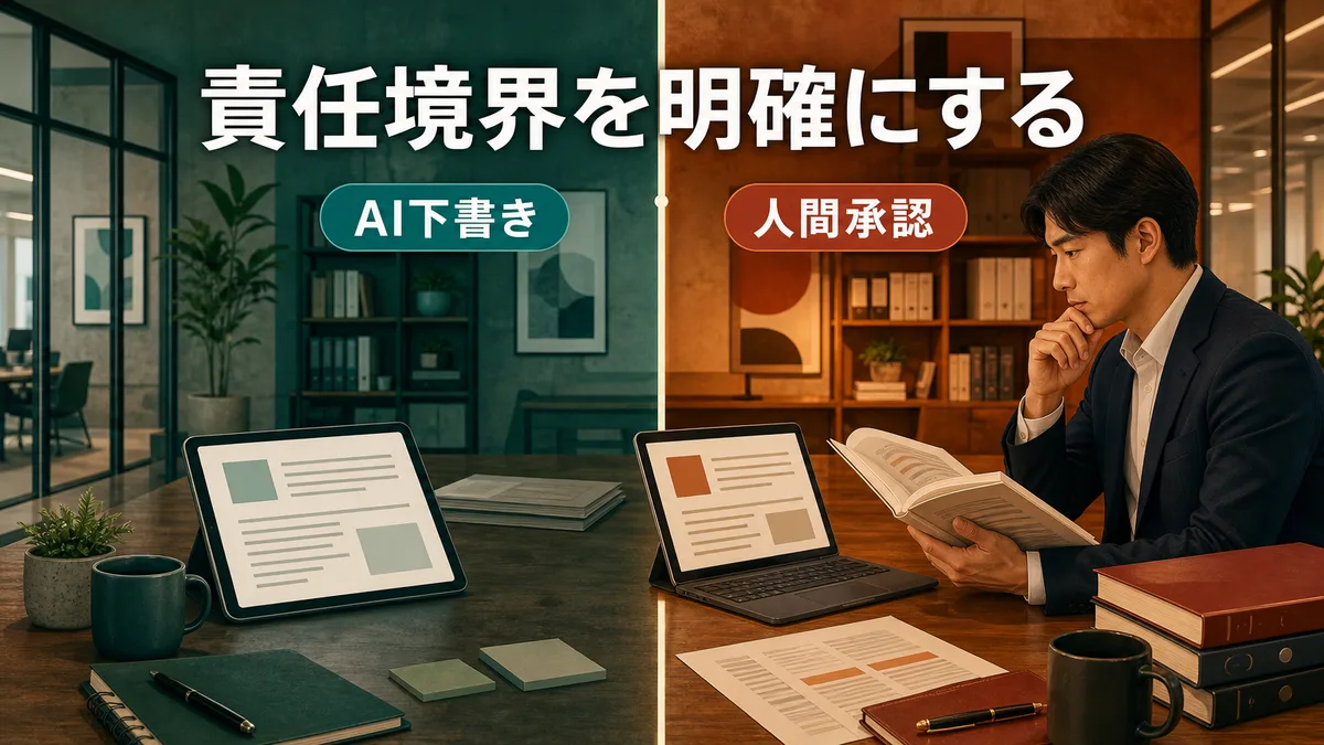 AIが作成した一次回答案と人間の承認責任の境界を明確に分ける業務設計