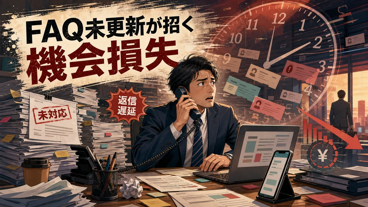 FAQの更新が滞り、返信遅延と確認待ち時間が発生して焦る担当者