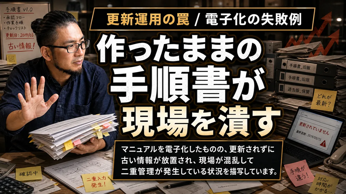 業務マニュアル 電子化の失敗。作ったまま放置する手順書は古い業務を固定して現場を潰す
