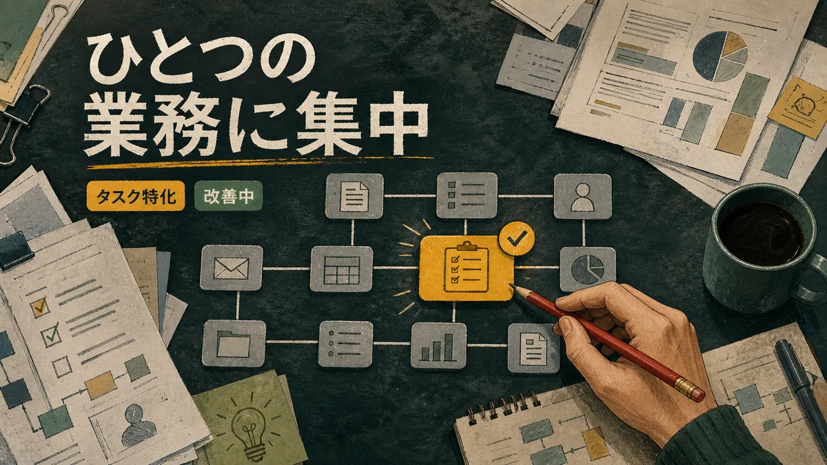 複雑な業務フローから1つの工程を特定してレビューする手元の様子