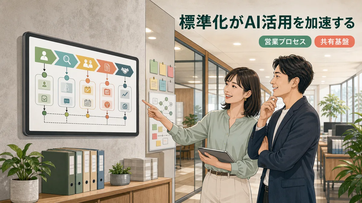 標準化された営業プロセスを確認する営業チーム