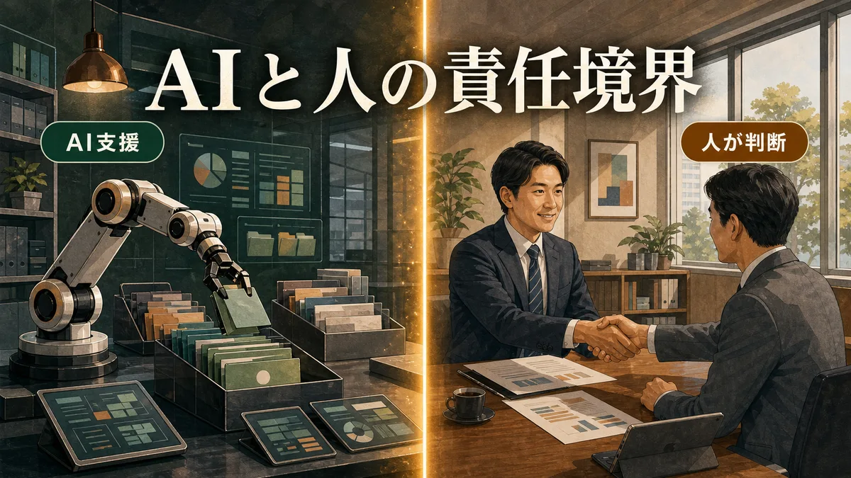 データ整理を行うAIと、顧客と直接対話して信頼関係を築く人間の役割分担